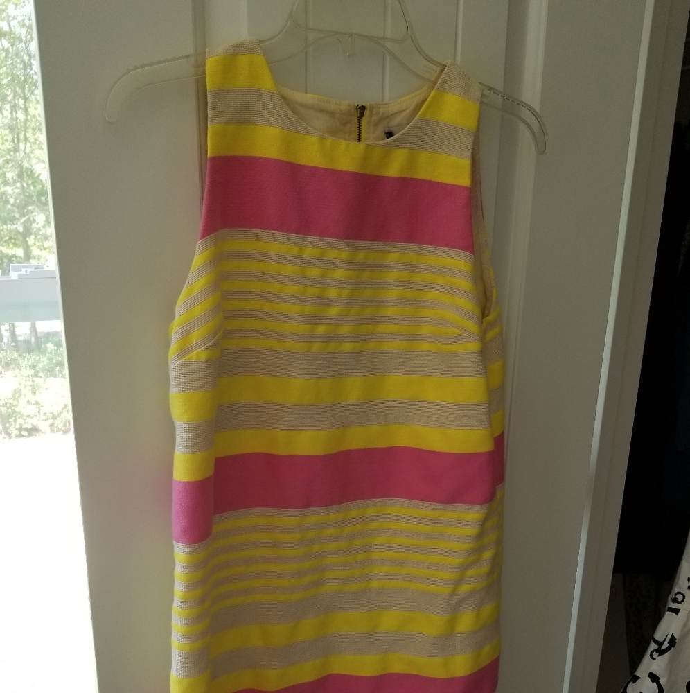 Loft cotton pink, yellow shift dress